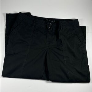 Ralph Lauren Women’s  Black Casual Pants W/ Button Roll Up Option Cotton Sz 16W